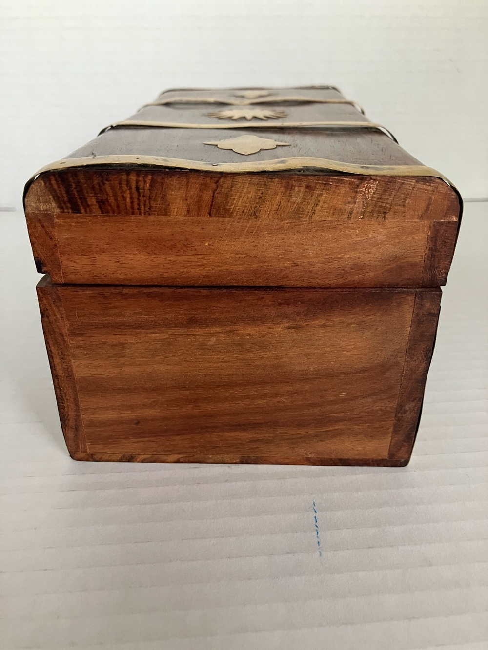 Vintage Wood and Brass Decorative Treasure Box - Sun Motif 8x4x3.5” India‎ - Picture 8 of 13